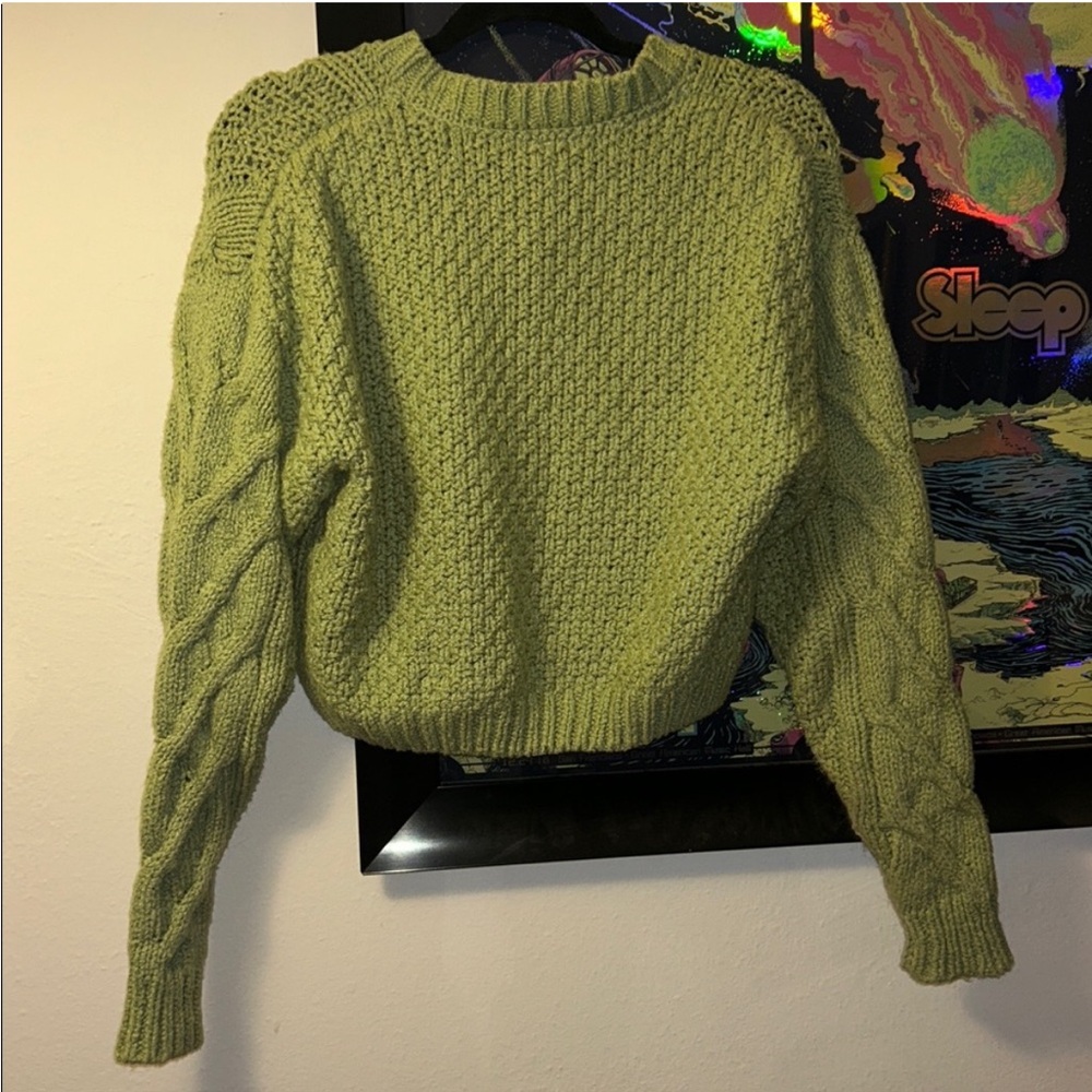 Free People Olive Green Cable Knit Button Cardigan - Picture 7 of 7